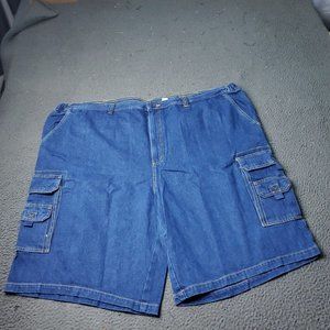 King Size Denim Jean Shorts Mens Size 54 Big & Tall Blue Cotton Cargo